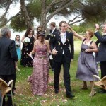 Blessed with rose petals at our Fremantle wedding