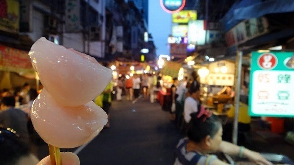Eating Potato Starch Sweet Dumplings At Keelung Night Market, Taiwan
